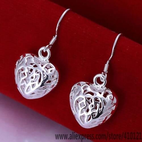 E021 Hot Sale High Quality Silver Clolor Jewelry,Wholesale Jewelry Elegant Charms Fashion Small Solid Heart Earrings /dflalw