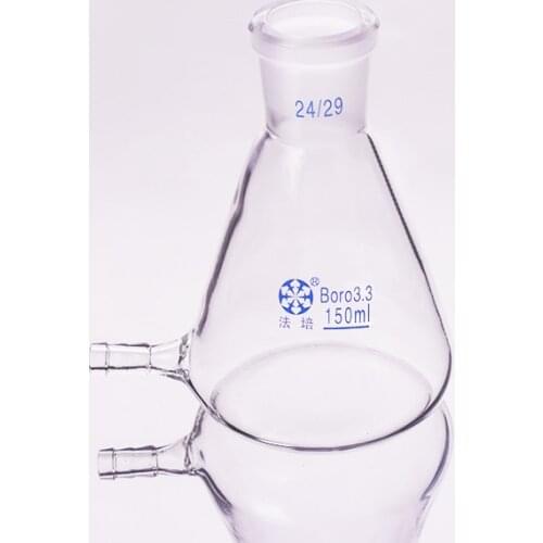 Filtering flask with Lower tube,Capacity 150ml,Joint 24/29,Triangle flask with tubules,Lower tube conical flask