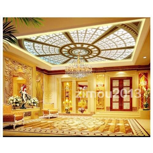 Custom photo wallpaper 3d murals Hot Sale New Fashion Wholesale 3D Murals Custom Dome Skylight Living Room Ceiling zenith murals
