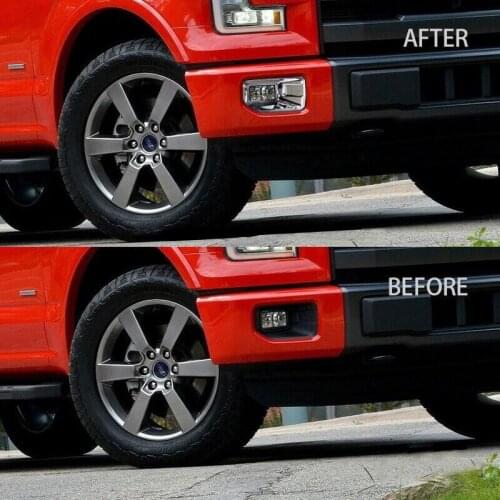 Chrome Front Fog Moulding Cover Trims for 2015 2016 2017 Ford F150 accessories