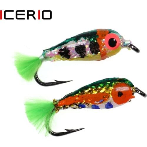 ICERIO 4PCS Epoxy Body 3D Glow Eyes Minnows Pattern Flies Trout Perch Fly Fishing Lure Baits #10