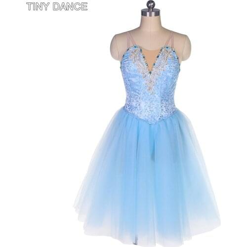 Customized Sky Blue Romantic Ballet Dance Tutu Adult Girls Performance Costume Ballerina Dancing Dress Theatrical Costume B22047
