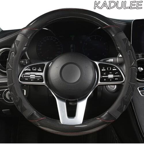 KADULEE Microfiber Leather Car Steering Wheel Cover For Ford Focus 2 3 MK2 Fiesta Fusion Mondeo MK4 Kuga Ranger F150