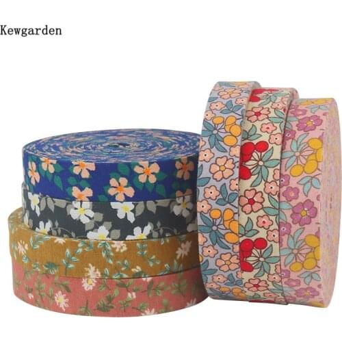 Kewgarden 2" 1" 5cm 25mm 1cm Floral Fabric Layering Cloth Ribbon Handmade Tape Sewing Carfts DIY Hairbow Accessories 11 Yards