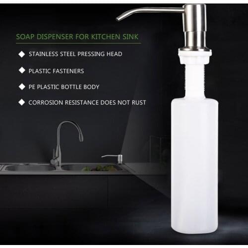 Sink Liquid Soap Container 300ml Sink Sanitizer Pump Bottle Stainless Steel Kitchen Soap Dispensers Household Supplies
