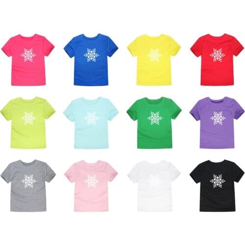 Boys Girls Summer Short Sleeve Snowflake Printing T Shirts Kids 12 Colors T-Shirt Children Clothes Baby Tees Tops For 2-12 Years