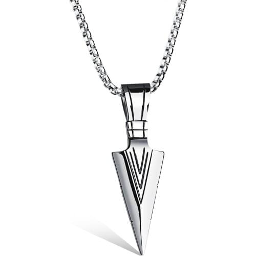 Trendy Stainless Steel Arrow Design Pendant Men Necklace With Box Link Chain 316L Steel man Jewelry Accessories Gift