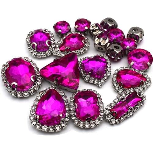 New Flatback Crystal Buckle Mixed Sew Silver Claw Rhinestones Rose Multi Size Clothes Gems Apply for Dress Bag Shoes Decoration