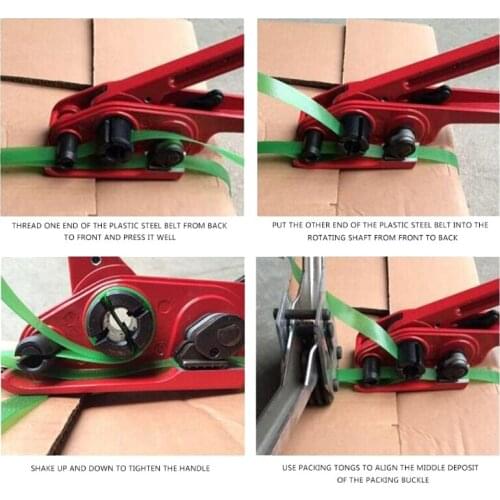Wrapping Machines Manual Tape Strapping Tensioner Red Sealless Combination Tool Binding Tool Plastic Belt Tensioner Pet