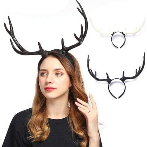 Halloween Hair Hoop Elk Headband Theme Party Performance Headdress Antlers Deer Horn Headband Halloween Hair Accessories LX9E