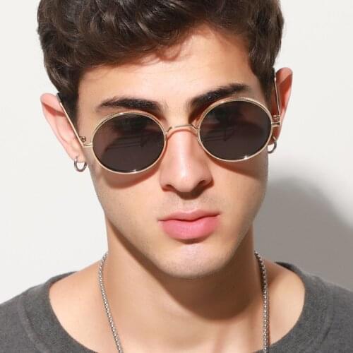 TEENYOUN Retro Vintage Gothic Steampunk Round Metal Sunglasses for Men Women Circle Sun Glasses Male Eyeware Oculos de sol UV400