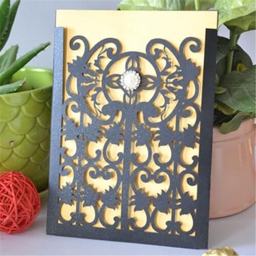 Wedding cards invitation luxurious laser cut Wedding Invitations Personalised Any Colour
