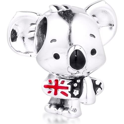 QANDOCCI Fits Pandora Bracelet Surfing Koala Charm For Jewelry Making Silver 925 Original Bead