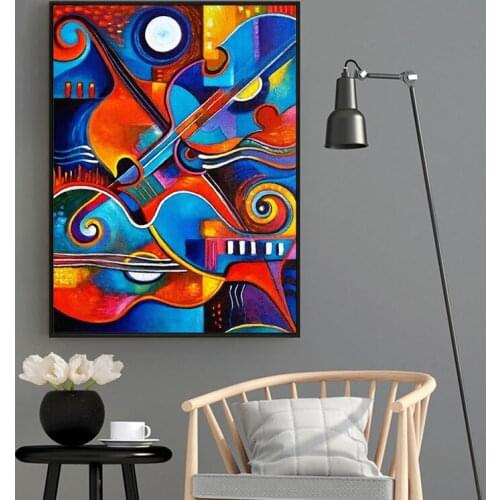 SELFLESSLY Art Abstract Art Colorful Guitar For Living Room Wall Art Prints Posters Canvas Modern Decorative Pictures