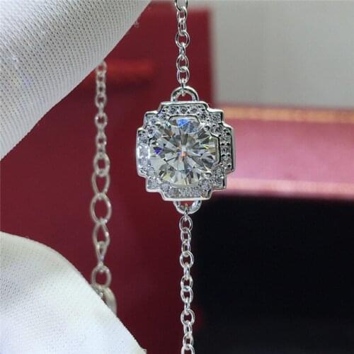 Silver 1 Carat Excellent Cut Diamond Test Passed D Color High Clarity White Moissanite Bracelelt Silver 925 Engagement Jewelry