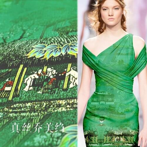 Pavilion printingcrepe fabric 13mm 137cm wide silk fabric natural silk cloth dress women spring and summer new anti-wrinkle
