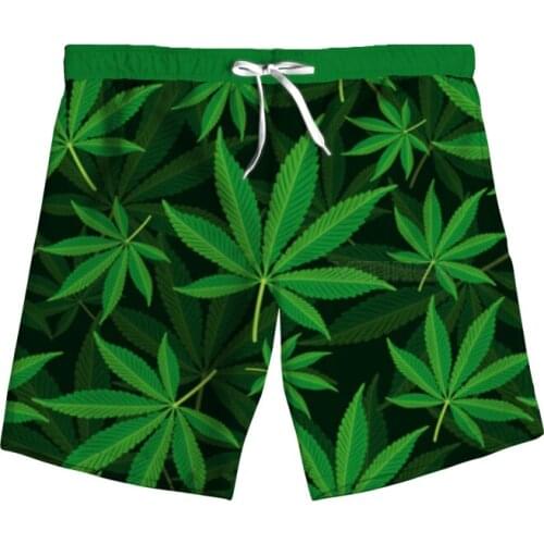 New Fashion Leaf 3D Print Weeds Woman Men Summer Beach Loose Shorts Casual Pants Polyester V19