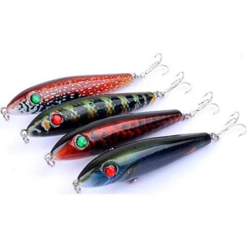 Topwater Pencil 9.5cm/11.6g Surface Fishing Lure Artificial Color Painting Hard Bait 3D Fisheye ABS Fishing Pencil Hard Bait