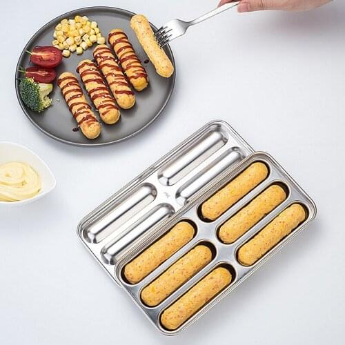 6 Grids Stainless Steel Hot Dogs Stencils DIY Maker for Making Bratwurst Hot Dog TS1 Kitchen Gadgets Meat Poultry Tools