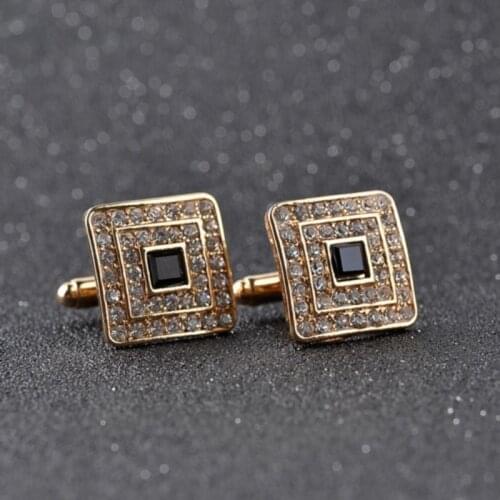 Women Mens Cuff Links For Shirts Luxury Rhinestone Crystal Business Lawyer Square Cufflinks Gemelos Wedding Decorations