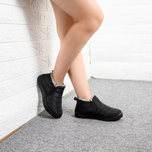 Women Shoes Snow Boots Warm Plush Fur Ankle Boots Winter Female Slip On Flat Casual Shoes Waterproof Ultralight Footwear
