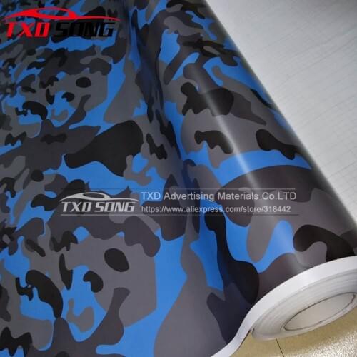 10/20/30/40/50/60x152CM Car Styling Small texture blue black grey camouflage car wrap film auto Camouflage vinyl stickers