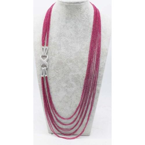 10rows red spinel 2mm round faceted necklace 28-36inch wholesale beads nature FPPJ woman wedding 2019 amazing