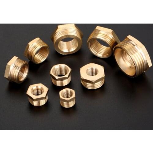 2PCS Brass Hex Reducing Bushing Adapter Male to Female Pipe Fitting Couplers 1/8" 1/4" 3/8" 1/2" 3/4"1" PT Female to Male