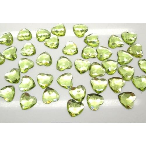 200Pcs Light Yellow Acrylic Heart Decoration Crafts Flatback Cabochon Scrapbooking Embellishments Beads Diy Accessories
