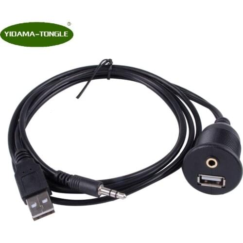 Car Dashboard Moto Flush Mount Panel USB 2.0 3.5mm M/F AUX Lead Extension Cable Car Styling Dashboard for Motocycle Car