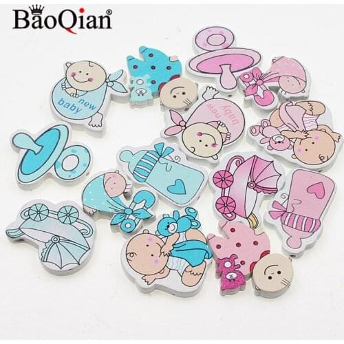 BaoQian 20Pcs Baby Painted White Color With Hole Wood Scrapbooking For DIY Home Decor Crafts Wooden Ornament Handicrafts