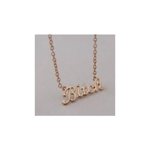 Timlee N182 Free Shipping,Fashion Punk Bitch Letter Alloy Pendant Necklaces,Jewelry Wholesale