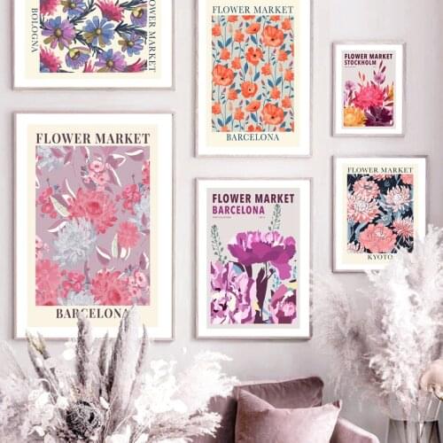 Flower Market Abstract Watercolor Nordic Vintage Poster Floral Wall Art Print Canvas Painting Decoration Picture For Living Room
