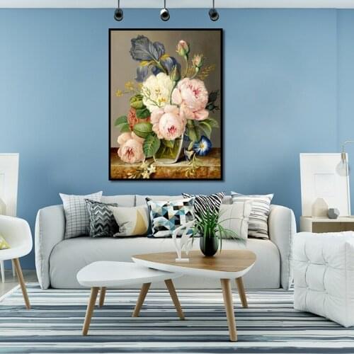 Retro Peony Flower Canvas Poster Blush Floral Botanical Print Wall Art Painting Scandinavian Decoration Poster Dining Room Decor