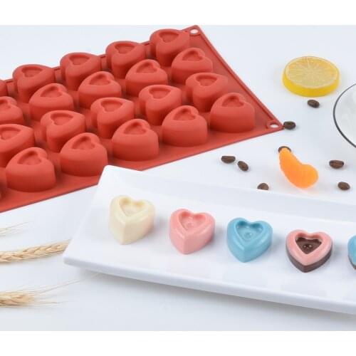 Love Heart shape 24 Cavity Chocolate Mold Silicone Mold For Baking Cake Decorating FDA/CIQ Eco-Friendly