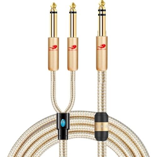 HiFi Stereo 1/4 inch TRS Male 6.35mm to Dual 6.35mm 1/4'' TS Male Splitter Audio Cable For Amplifier Speaker Sound Mixer Console