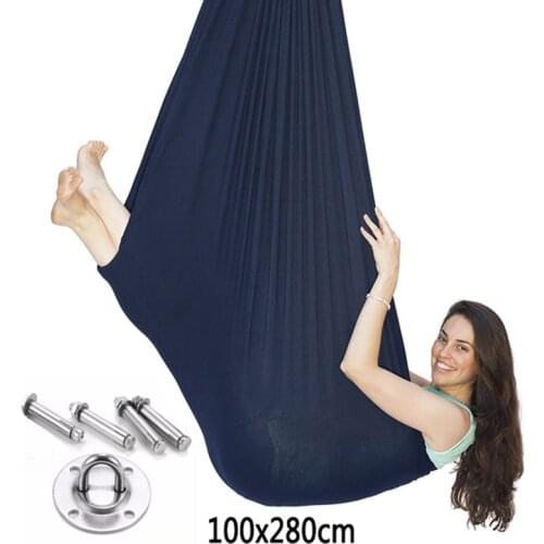 Kids adult Cotton Swing Hammock 2.8m Durable Elastic Aerial Yoga Hammock Soft Elastic Parcel Steady Seat Swing Chairtoy