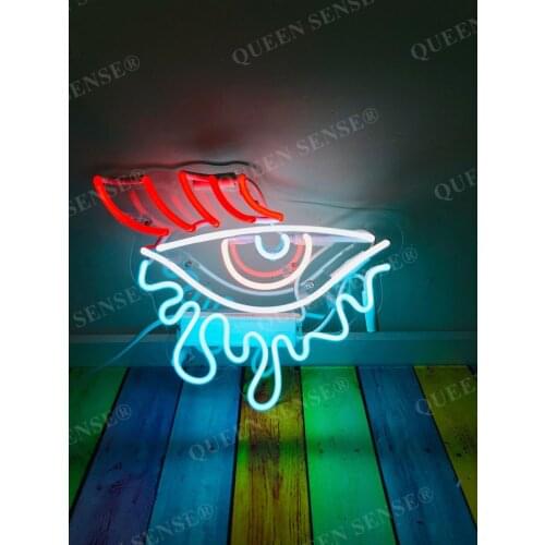 Custom Eye Tear Acrylic Neon Light Lamp Sign Beer Bar Handmade Real Glass Decorate Home Wall Room Decor Club Windows Tube