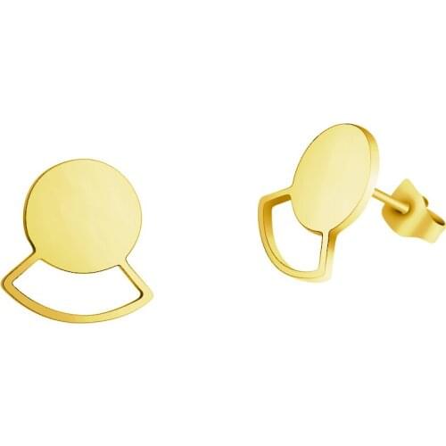 Dainty Round Earrings For Women Geometric Jewelry Stainless Steel Stud Earrings Rose Gold Ear Accessories Kids Sister Gifts bff