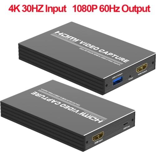 4K 30hz Loop HDMI Capture Card Placa de Video Recording Plate Live Streaming USB 3.0 1080p 60hz Grabber For PS4 Game DVD Camera