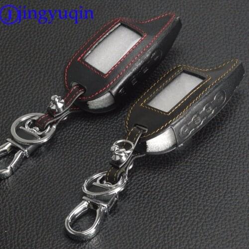 Jingyuqin 4 Buttons Remote Leather Car-Styling Car Key Cover Case For Magicar M7/M8/M9 LCD Cover Two Way Car Alarm System