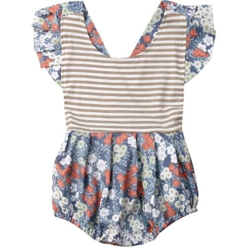 Newborn Toddler Baby Girl Lace Flower Romper Jumpsuit Outfits Sunsuit Clothes Size 0-24M