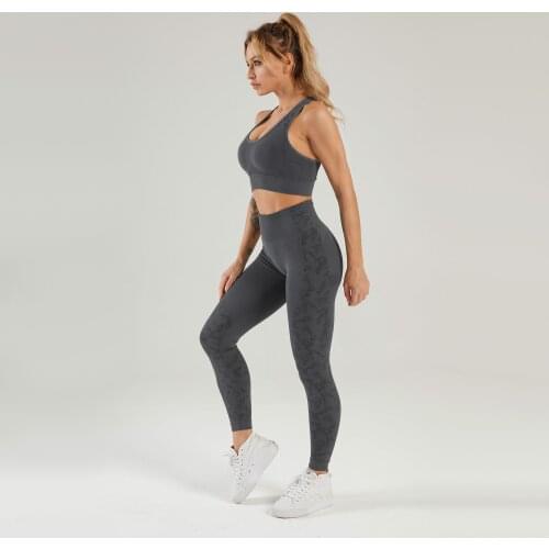 Seamless Workout Yoga Set Women Floral Exercise High Waist Running Sport Leggigns Fitness Yoga Suit Elastic Yoga Tracksuits