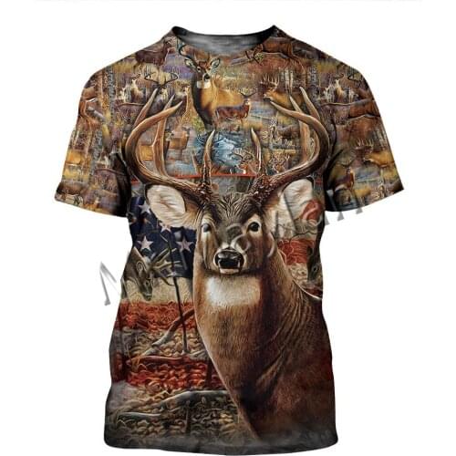 Fashion Animal Deer Hunter Colorful Men/Women O-Neck T-shirts 3D Print Leisure Hip Hop / Beach Shorts / Tanks / Over sized S-92