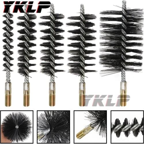 Thread Wire Brush Metal Handle 18/22/25/32/40/50mm Brush Working Stainless Steel Wire Pipe Tube Cleaning Chimney Brush Kit 1PC