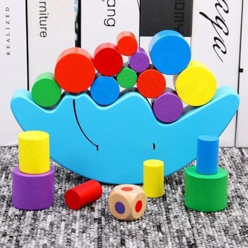 New Montessori Wood Moon Balance Game Kids Wooden Educational Toys for Children Wooden Toys Balancing Blocks for Baby Children