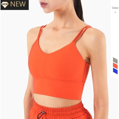 2021 New Lulu Yoga Bra Push Up Sportswear Sexy Double Shoulder Straps Fitness Shockproof Sports Bra Crop Top Gym Underwear Women