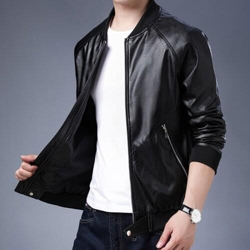 Spring and Autumn 2021 New Mens Leather Slim Trend PU Leather Jacket Youth Fashion Fat Large Size Jacket