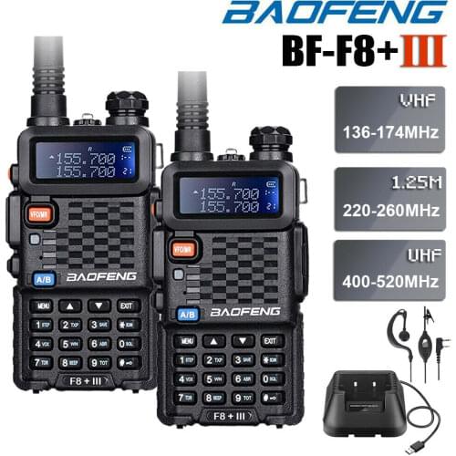 2Pcs Baofeng BF-F8+ III Upgrade Walkie Talkie Police 2-Way Radio BF-F8+ III 5W UHF Dual Band Outdoor Long Range Ham Transceiver
