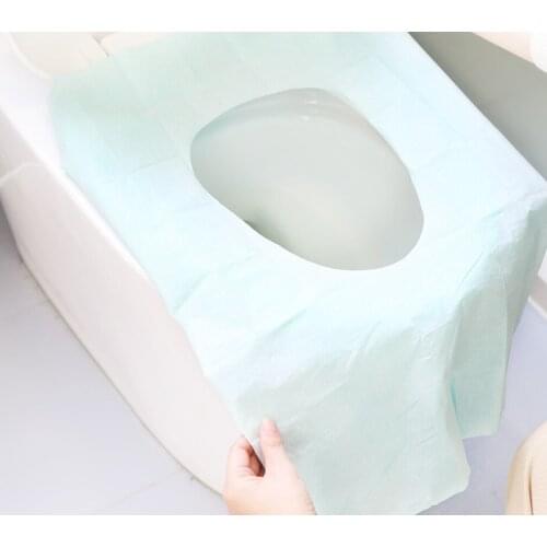 10pcs/lot Disposable Paper Toilet Seat Cover Protector Camping Travel Hygienic Toilet Mat Pad Cushion Bathroom Supplies Set